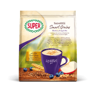 super cereal nutremill smartgrains blueberry apple bits back