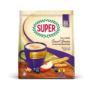 super cereal nutremill smartgrains blueberry apple bits front
